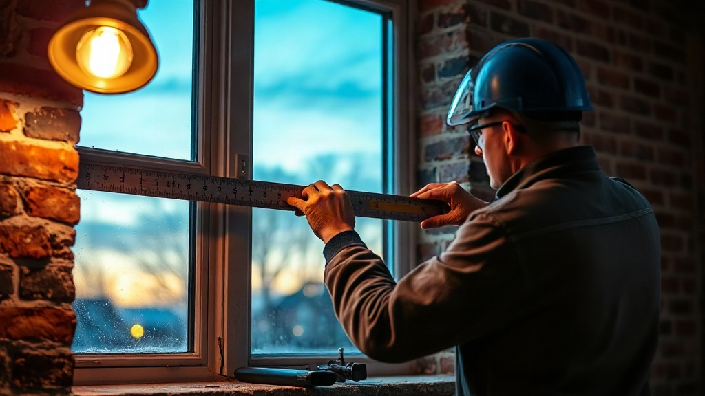 Glazier workspace with glass and measuring tools
